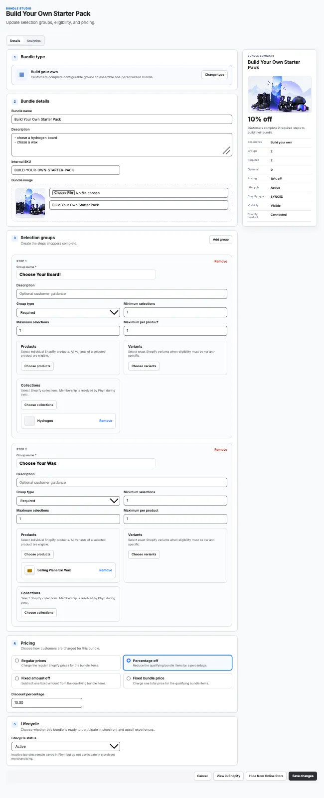 Build Your Own bundle editor with configurable product groups